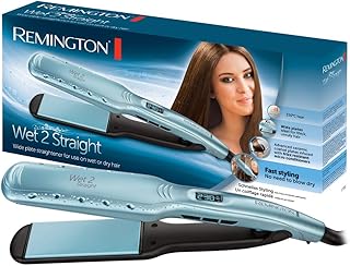 Remington S7350 Wet2straight Wide Plate Hair Straightener | For Wet & Dry Use, Drying & Straightening Hair, Argan Oil Care and Vitamin E | Heat-Activa