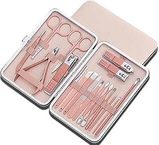 WEZOSHINET Manicure Set Professional Nail Clippers Pedicure Kit, 18 pcs Stainless Steel Nail Care Tools Grooming Kit with Luxurious Travel Leather Cas