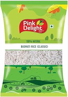 Pink Delight Classic Premium Basmati Rice 1Kg Pack | Fluffy Long Grains | Cooked Upto 20 MM |Perfect Authentic Basmati Rice