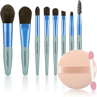 Majestique 8 Pcs Makeup Brush Combo Set With Round cotton powder puff and Stick for Beginner Beauty Tools,Face Makeup Brushes Set (Multicolor)