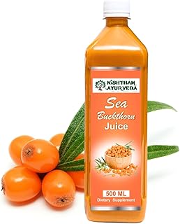 Nishtham Ayurveda Himalayan Sea Buckthorn Berry Juice - 500 ml - Natural Source of Vitamin C, Omega 3 6 7 9, Antioxidants For Immunity, Skin Glow & Gu