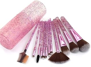 URBANMAC Makeup Brush Set With Storage Barrel - Pack of 12 (Shiny purple)