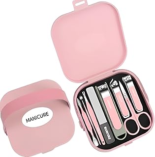 8 in 1 Stainless Steel Pedicure Care Grooming kit with Case,Travel Mini Manicure Set Nail Clipper Set, Professional Ultra Sharp Sturdy Fingernail and