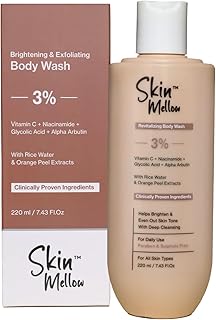 Brightening Body Wash with Vitamin C, Niacinamide, Glycolic Acid, Alpha Arbutin, Rice Water, Orange Peel Extract,220ml Paraben Free