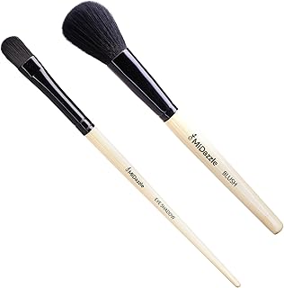 Midazzle Premium Wooden Eye Shadow Brush with Premium Wooden Blush Brush Makeup Brush for Makeup Beauty with Smooth Soft Hair Bristles Natural Handle