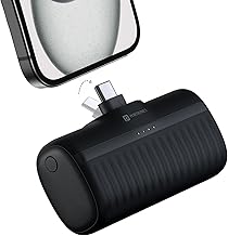 Portronics Power Pebble 5000mAh 20W Fast Charging Nano Powerbank, in-Built Foldable Type C Input/Output Pin, Type C PD Output, LED Battery Indicator,