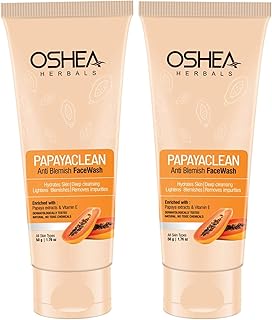 Oshea Herbals Papayaclean Anti Blemishes Gel Face Wash For All Skin Types | Lightens Blemish & Brightens Skin with Papaya Extracts & Vitamin E - 50g (
