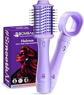 Bombae Hairess Ionic 3-In-1 Hot Air Brush Dryer, Curl, Volumizer & Straightener|Hair Dryer For Woman|Blow Dryer For Women|Hot Hair Brush|Hair Blow Dry