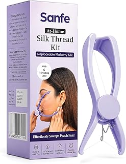 Sanfe At Home Silk Thread Kit | 1 Tool + 6 Threads | Facial Hair Removal Tool | Face Razor For Women | Eyebrow Trimmer Alternative | Epilator Type | U