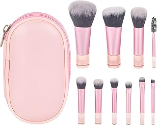 10 Pcs Professional Makeup Brush Set with Travel Case – Soft Synthetic Bristles Face & Eye Brushes Kit for Foundation, Powder, Blush, Eyeshadow & Dail