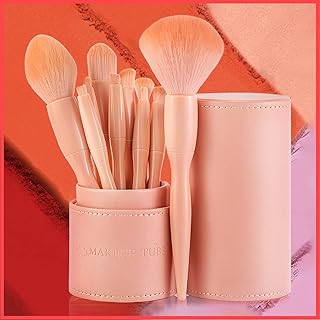 Wolpin Makeup Brush Set (8 Piece) Pink with PU Storage Box Synthetic Bristle Foundation Face Powder Blush Eyeshadow Brush Makeup Brush Kit