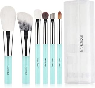 Majestique Makeup Brush Set Professional – 6-Piece Compact Make Up Brush Kit with Foldable Case | Includes Foundation Brush, Blush Brush, Eye & Lip To
