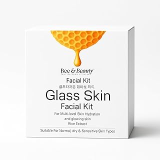 BEE & BEAUTY Glass Skin Facial Kit – Korean Glass Glow Facial for Multi-Level Hydration, Brightening & Dewy Radiant Skin | Professional Spa Facial Pac