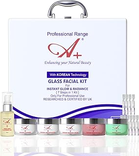 A+ Korean Glass Facial Kit for Glowing Skin | Professional Anti-Aging, Tan Removal & Pigmentation Kit (7 Steps) | With Licorice Root, Ceramides & Hyal