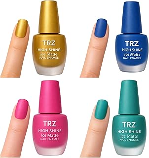 Matte Ice Nail Paint Set of 4 – Trendy Frost Shades Nail Polish Combo for Women & Girls, Quick Dry Long Lasting Formula, Smooth Coverage Salon Style M