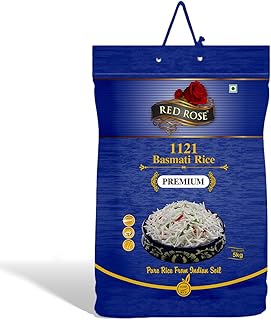 Red Rose Premium Basmati Rice 5Kg, Perfectly Aged, Rich Aroma, Best Indian Basmati Rice