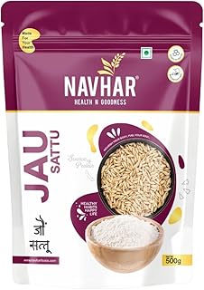NAVHAR Jau Sattu - 500g | Roasted Barley Flour Powder | High Protein & Natural Dietary Fiber | Traditional Healthy Drink Mix for Energy & Digestion |