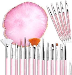 Nail Art Brushes Set, Resin Nail Art Painting Mixed Color Palette 2 Way Acrylic Silicone Carving Pen Dotting Pen Tool Manicure Kit DIY Brush Makeup Di