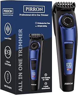 Electric Beard Trimmer for Men Professional Adjustable Length and Hair Clipper, Men's Beard Mustache Trimming and Body Hair Trimmer, Cordless LED Digi