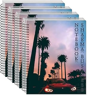 KRASHTIC Coconut Tree Cover Spiral Notebook, Soft Cover, 4 Set, 70 GSM Smooth Paper, 140 Pages in Each Notebook, Blank Notebook, Drawing Notebook, Spi