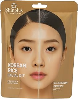 SKINPLUS Professional 6-Step Facial Kit| Infused Actives for Hydration, Brightening & Skin Elasticity | Suitable for All Skin Types (Korean Rice,45 GR