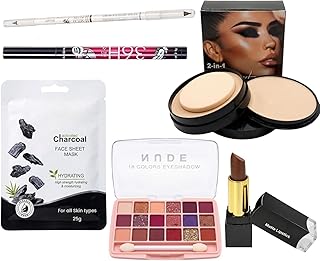 Professional 6-Piece Full-Face Makeup & Skincare Kit – 18-Color High-Pigment Eyeshadow Palette, 2-in-1 Dual-Layer Matte Compact Powder, 36H Waterproof