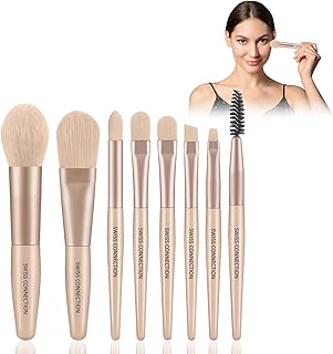 8 Pcs Makeup Brush Set, Mini Makeup Brushes Kit for Face – Powder, Concealer, Eyeshadow, Eyebrow & Lip Brush, Cosmetic Beauty Tools, Multicolor Gift f