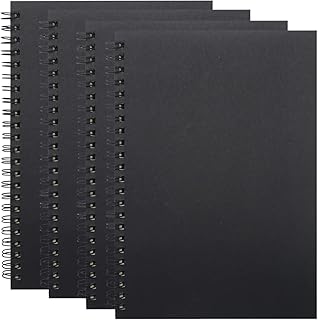 CRAFT MANIACS SPIRAL LINED SET OF 3 RULED 120 PAGES NOTEBOOKS, WRITING JOURNAL, NOTEBOOK, SKETCHBOOK | ACID FREE ENVIRONMENT FRIENDLY PAPER (BLACK (SE