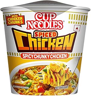 Top ramen Nissin Cup Noodles Mini Spiced Chicken | Aromatic Spices with Savory Chicken and Spicy Chunks | Quick & Flavorful Snack | 45g