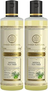 Khadi Natural Neem & Tea Tree Herbal Face Wash | Herbal Face Wash for Glowing Skin | Face Wash for Controlling Acne | Paraben & Sulphate-Free | Suitab