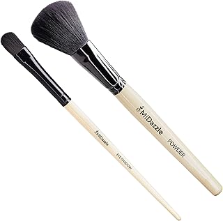Midazzle Premium Wooden Eye Shadow Brush with Premium Wooden Powder Brush Makeup Brush for Makeup Beauty with Smooth Soft Hair Bristles Natural Handle