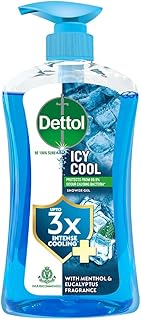 Dettol Icy Cool Body Wash and Shower Gel Pump for Men | Goodness of Salicylic Acid | Menthol Freshness | 500ml