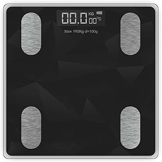 The Cube Club Weight Machine Smart Sync Body Fat Analyzer Multi-User Profiles 12 Health Metrics BMI Weighing Scale with LED & Glass Top (POLYGON, 180k