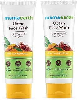 Mamaearth Ubtan Natural Face Wash with Turmeric & Saffron for Tan Removal and Skin Brightening 100 ml (Pack of 2)