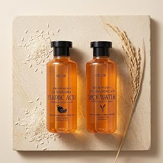 Radiant Skin Duo Premium Body Wash, Rice Water with 0.5% Hyaluronic Acid and 1% Kojic Acid with 5% Niacinamide, 200ml Each, Pack of 2