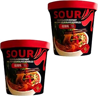 UMAI ZHENGWEN Sour Flavour Instant Hot & Sour Sweet Potato Glass Noodles 121g | Instant Sweet Potato Noodle| Super Food | Healthy | 6 seasonings insid