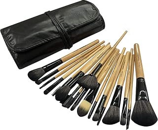 Bamboo Makeup Brush Set With Pu Leather Case (Bamboo, 18 Piece) - Wooden