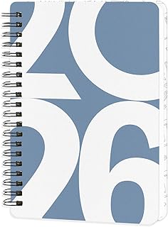 A5 Wiro Bound Hard Cover Notebook Diary with PVC Protective Cover Sheet, 192 Ruled Undated Pages, 80 GSM Paper, Round Corner Spiral Notebook with Cale