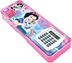 Princess Pencil Box Integrated Sharpener and Calculator, Magnetic Lock, Dual Compartments, Cartoon Stationery Case School Kit for Girls, Kids, Student
