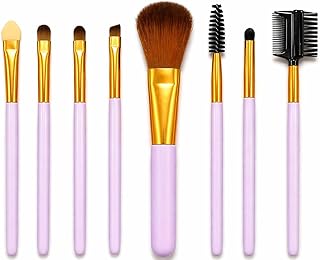 Women’s Cosmetic 8 Pcs Makeup Brush Set with Soft Dense Bristles for Foundation Blush Eyeshadow and Powder Use
