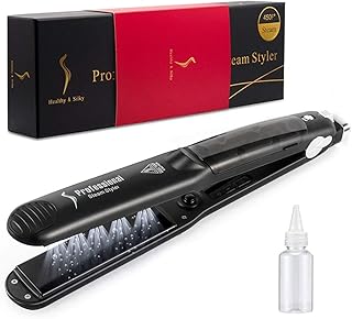 CALMORA Steam Hair Straightener Flat Iron Professional Ceramic Tourmaline 2-in-1 Straightening Iron, Adjustable 300-450F Salon Heat, 110-220V Dual Vol