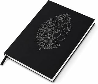 Premium Hardcover Notebook | A5 Size Black Diary with Elegant Leaf Design | Ruled Pages Journal for Writing, Office, School & Personal Use | Stylish &