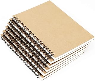 Cover Spiral Notebook, College Ruled Subject Notebooks,Lined Thick Paper 50 Sheets (100 Pages)-8.27x 5.59inches,A5 Size Notebook. 6 Pack Brown .
