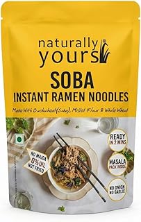 Naturally Yours Soba Instant Ramen Noodles | Buckwheat, Millet & Whole Wheat | High Protein & Fiber | No Maida, No MSG, Not Fried | No Onion No Garlic