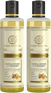 Khadi Natural Sandal & Turmeric Body Wash | Body Wash for Healthy & Clear Skin | Body Wash for Reducing Tanning | Paraben & SLS Free | Suitable for Al