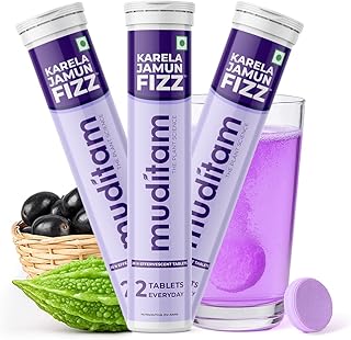 Muditam Ayurveda Karela Jamun Fizz-60 Tablets | Ideal For 30 Days (Karela Jamun Juice) | Helps in High Sugar Condition | Promotes Healthy Glucose Leve