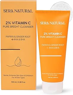 2% Vitamin C Pure Bright Face Wash with AHA, 1% BHA & Papaya Enzyme | Brightening & Gentle Exfoliating Cleanser | All Skin Types | Face Wash for Women