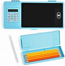 2 in 1 LCD Screen Pencil Box with Calculator (1 Pcs) Drawing Board Case with Erase Button & Writing Pen, Birthday Party Return Gift, Magic Storage for