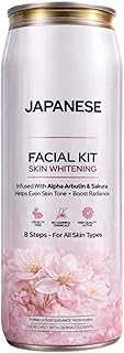 Japanese Facial Kit | Skin Brightening & Radiance Facial | With Alpha Arbutin & Sakura Extract | 8-Step Professional Facial Kit | Even Skin Tone & Glo