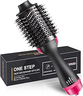 4-in-1 Hair Dryer Brush Blow Dryer & Styler Volumizer with Negative Ion Anti-Frizz Ceramic Titanium Barrel, Hot Air Hair Straightener for Smooth, Shin